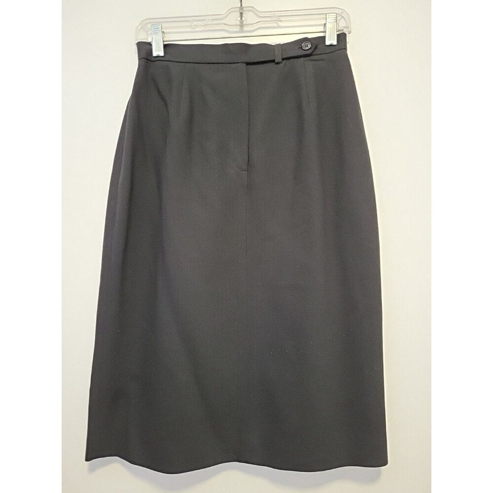 Lauren Ralph Lauren Pencil Skirt Sz 8 Black Wool Blend Knee Length Lined Career
